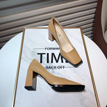 A D Hepburn French retro temperament square head thick with Joker heels female niche design professional single shoes