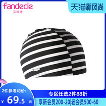 Fendish womens swimming cap fashion black and white stripes easy to match adult swimming cap FH0760