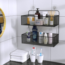 Bathroom shelf Hole-free bathroom wall-mounted hanging basket toilet toilet toilet toilet Wrought iron storage rack