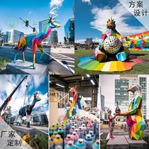 Commercial Street FRP sculpture custom geometric deer stainless steel sculpture cartoon animal shopping mall beautiful Chen outdoor ornaments