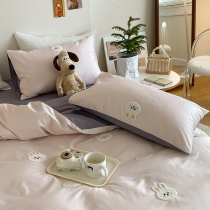 (rich mountain strawberry) 100 gung satin long suede cotton four pieces full cotton pure cotton cartoon cute little bunny bunk bed