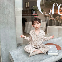 Comfortable jacquard pajamas 2021 Autumn New Korean girl retro print long-sleeved trousers home wear suit