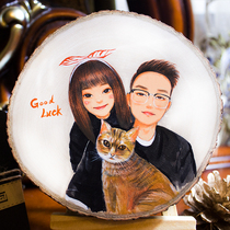 Hand-painted portrait couple Avatar real-life photo turn hand-painted custom painting walking heart creative birthday wedding commemorative gift