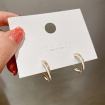 Korean temperament twisted rhinestone winding earrings female simple dripping oil irregular earrings 925 silver needle small earrings