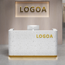 Terrazzo clothing store cashier bar shop Small beauty salon front desk reception desk counter Simple modern table