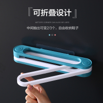 Toilet bathroom trailer rack wall-mounted non-punching into the door three-in-one household foldable