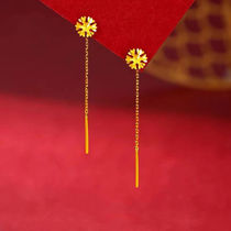 Hong Kong Real Gold 999 Ear Line Female Snowflake Gold Ear Line Long Temperament Fluke Earrings Earrings Send Lovers
