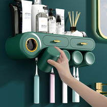 Toothbrush shelve electric toothbrush rack tooth cup gargling cup toilet bathroom with hole-free wall-mounted tooth cylinder suit