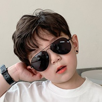 Childrens sunglasses boy sunglasses wave pilot sunglasses handsome and anti-ultraviolet male and female glasses little boy