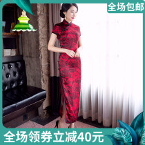 2021 new old Shanghai mulberry silk modified red high-end luxury Tang dress fashion young silk cheongsam skirt