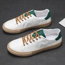 Summer thick-soled small white shoes mens British wild wild trend white lace-up board shoes fashion new breathable canvas shoes men