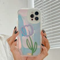 Fillet laser line drawing Apple 13ProMax phone case iPhone12 for xs flowers 11 girls XR Tide brand