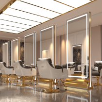 Net red hairdressing shop mirror hair salon special new barber shop double-sided floor mirror table hair salon special with light cutting mirror