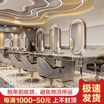 Net Red Barber shop mirror table double-sided marble salon cabinet integrated hair salon special stainless steel ironing table