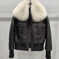 2021 Winter new fox fur fur collar leather cotton clothing women short sheep leather jacket knit jacket foreign gas