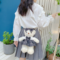 Day Ensemble Plaid JK Uniform Cute Plush Bear Bag New Teenage Girl Child Single Shoulder Slanted Satchel Bag