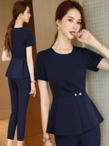 Jewelry store overalls womens summer clothes professional suit short-sleeved thin fashion gold shop temperament waist beautician tooling