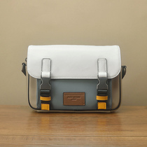 FimaChun Handmade Imported Buffalo Leather Mailbag small crowdsourced design collage genuine leather single shoulder inclined satchel mens square bag