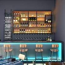 Wrought iron wine rack rack red wine cabinet wall hanging wine lattice wall decoration bar restaurant wall hanging cup holder custom