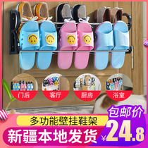 Xinjiang department store brother punch-free nail-free door rear hanging shoe rack Wall-mounted shoe rack Anti-theft door paste shelf