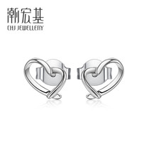 Chaohongji heartstring platinum stud earrings PT950 earrings platinum earrings drop earrings womens labor fee 100