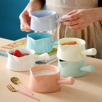 Creative Korean single handle ceramic milk pot Milk pot Small cup Large handle Yogurt cup Pudding cup Mini jam cup
