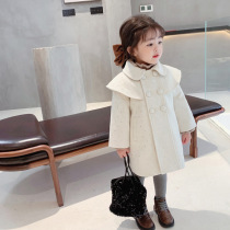 2022 new girl foreign pistachio princess with a long fur coat bifacial child jacket child cloak doll collar