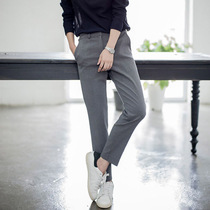 Korean small feet nine-point suit pants womens spring summer and autumn slim body slim high waist trousers loose straight pipe pants Gray