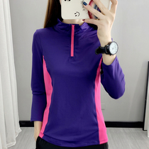 Spring and autumn collar quick-drying clothes female outdoor sports long sleeve T-shirt running fitness breathable quick-drying mountaineering casual top