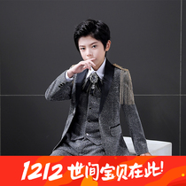 Boys suit suit 2021 to host a performance suit piano performance Flower Boy Children Suits Suit Autumn Winter Gown
