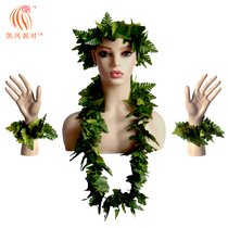 Hawaii adult children jungle series simulation green leaf garland 4 sets of stage performance decoration props new