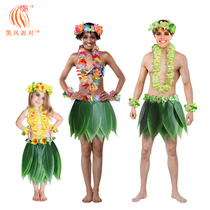  2019 new adult mens and womens leaf skirts and garlands set childrens stage performance clothing five-piece set