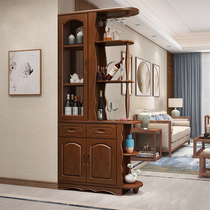 Modern simple new Chinese style 1 m solid wood partition porch cabinet Hall Cabinet wine cabinet Hall shoe cabinet double-sided screen Cabinet