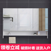 Solid wood bathroom mirror cabinet Wall-mounted mirror box Bathroom storage dressing mirror Toilet washing mirror cabinet with shelf