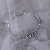 925 sterling silver interlocking anklet female Japanese and Korean simple student Mori foot ring net red foot ornaments ins cold wind