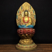Book house Buddhist hall to be placed pure bronze painted clay gold with backlit lotus seat Sakyamuni No amount of sushi swaying pieces