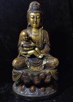 Book house Buddhist hall Tai Ming Yongle years Shi pure red copper local Cure gold Buddha The sending son Guanyin swing piece