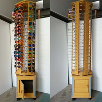 Sunglasses display rack Floor-standing Rotating Mobile Wooden Sunglasses Display Shelf Shelf Shelf 108 Pay