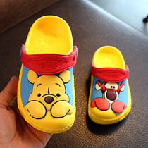 Summer children cartoon bear slippers boys and girls Pooh bear parent-child shoes hole shoes non-slip Sandals sandals