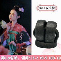 Ancient costume wig bun Hanfu ancient style modeling vertical double hair bag Tan collar flying Tang wind bun Princess fairy