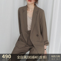  2021 autumn new small suit suit female Korean version of fashion casual temperament loose professional OL suit two-piece suit