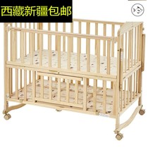 Xinjiang crib multifunctional solid wood non-lacquered newborn baby bed can be lengthened and spliced bed