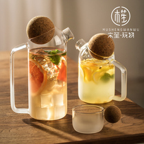 Japanese wood Sheng heat-resistant glass tea pot Simple flower tea pot Office tea maker Cold water pot Transparent cup