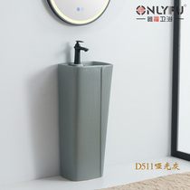 New simple matte black balcony column basin mini wash basin small floor sink courtyard Basin