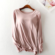 Modal with chest pad long sleeve T-shirt bra Cup one-piece slim base shirt can wear pajamas top autumn and winter