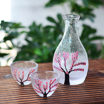 Handmade Japanese cherry blossom glass cup pot set Yellow Wine Wine Wine Wine Wine Wine wine pot hot pot plum coffee tea white wine glass