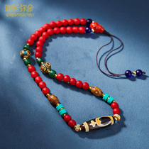 (Garamiduo)Himalayan glass Xueba Pearl Necklace Tibetan treasure bottle pearl Clavicle chain Three-eyed pearl
