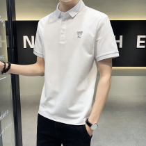 Cotton bear embroidery lapel short sleeve T-shirt men summer Japanese trend slim business casual polo shirt top