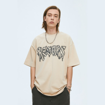 CHIGGALAB22SS Summer Phantom Gothic Letter Printed American Street 100 Hitch Round Collar Heavy Pound Short Sleeve Tide