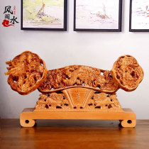 Fengshui Pavilion peach wood Ruyi ornaments woodcarving Fu Lu Shou peach home living room crafts gifts